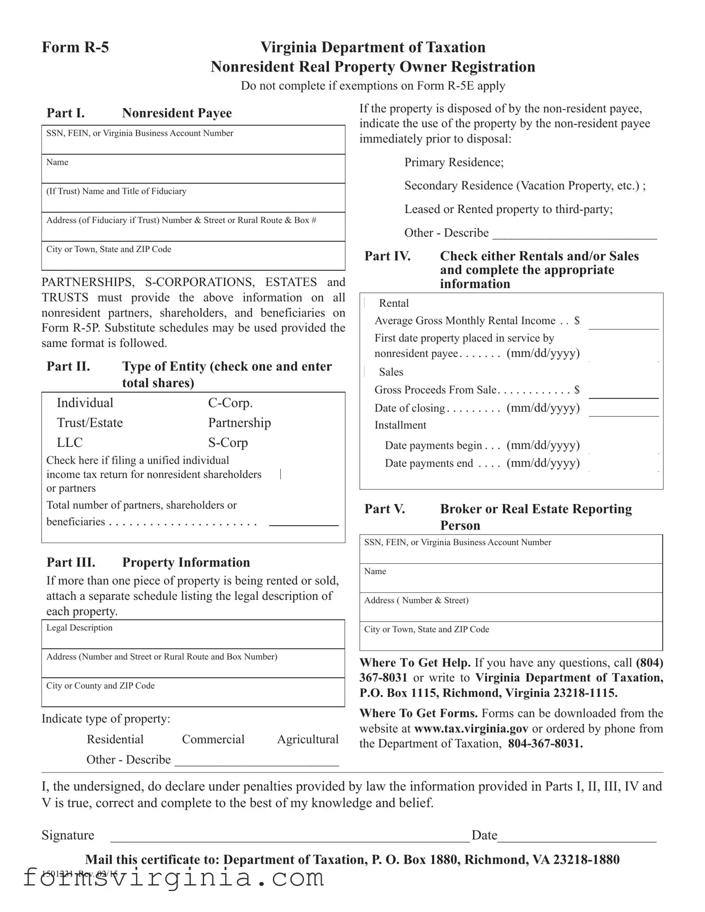 Free R 5 Virginia PDF Form