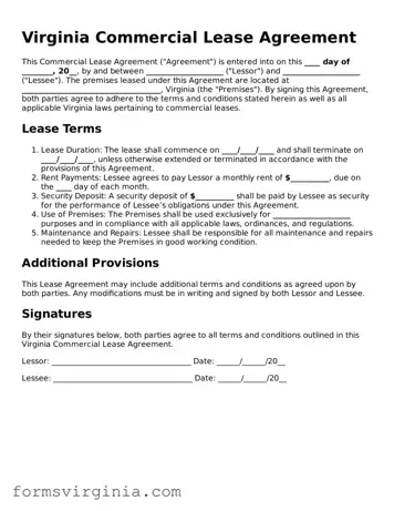Official Virginia Commercial Lease Agreement Document
