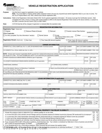 Free Virginia Dmv Registration PDF Form