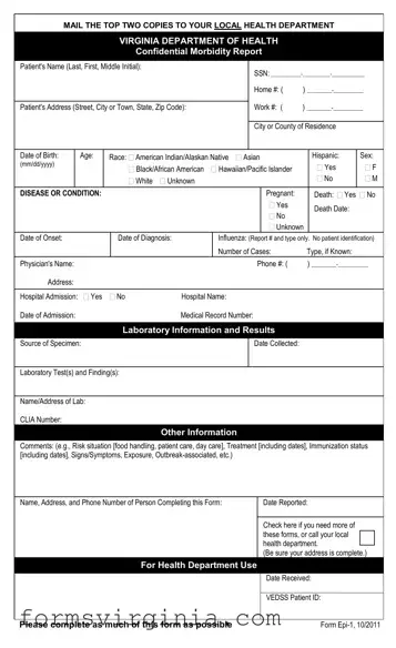 Free Virginia Epi 1 PDF Form
