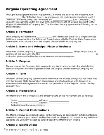 Official Virginia Operating Agreement Document