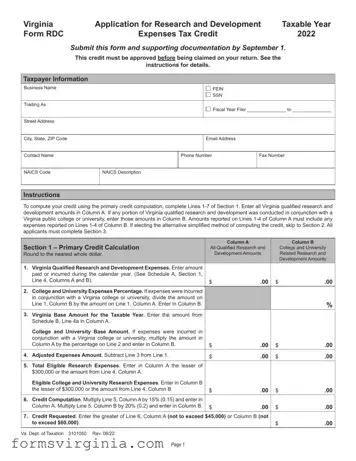 Free Virginia Rdc PDF Form