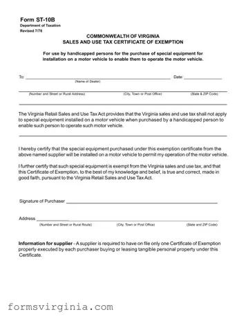 Free Virginia St 10B PDF Form