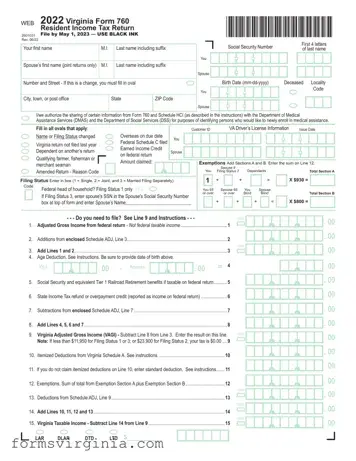Free Virginia State Tax Return 760 PDF Form