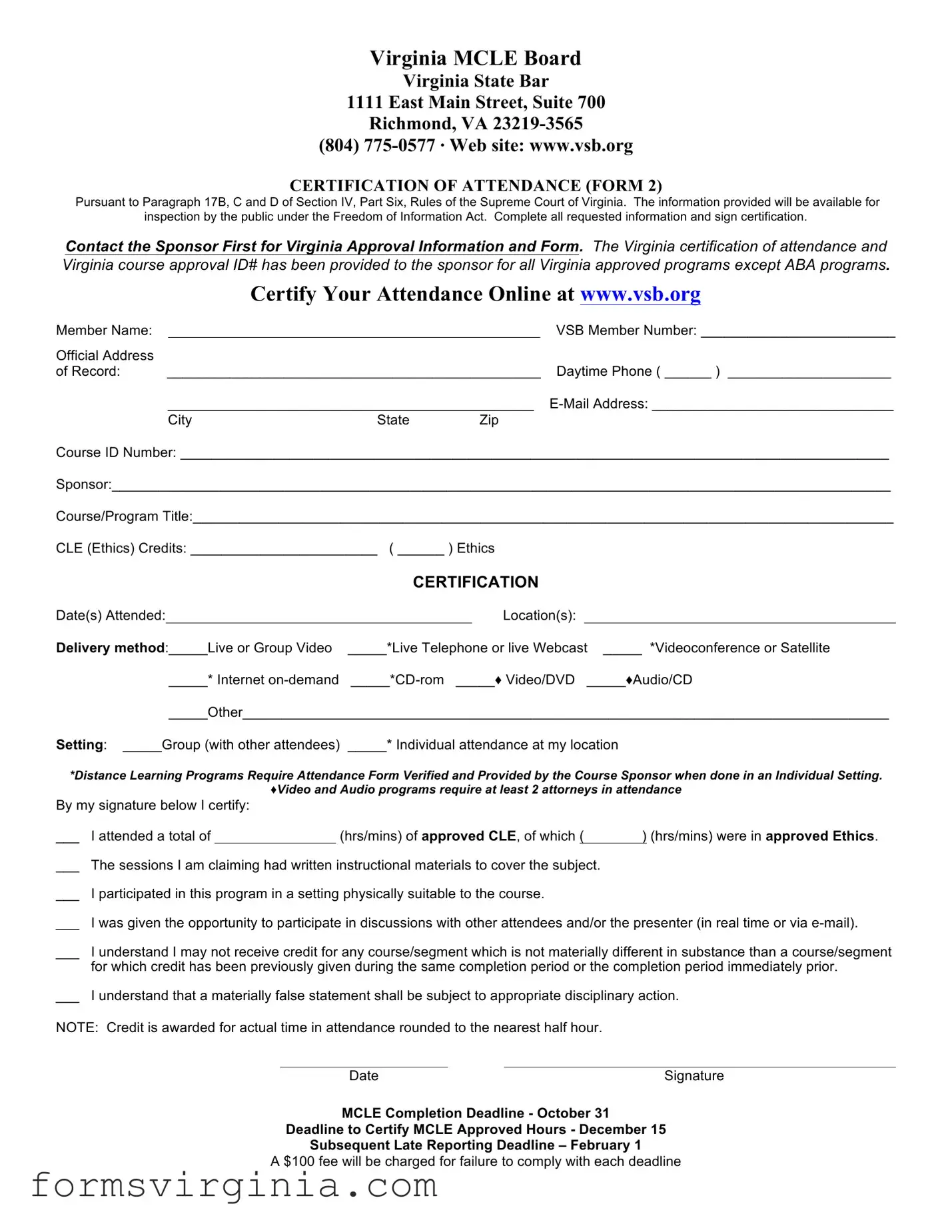 Free Virginia 2 PDF Form
