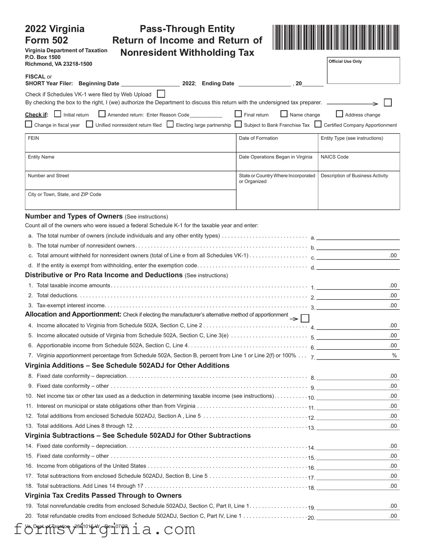 Free Virginia 502 PDF Form