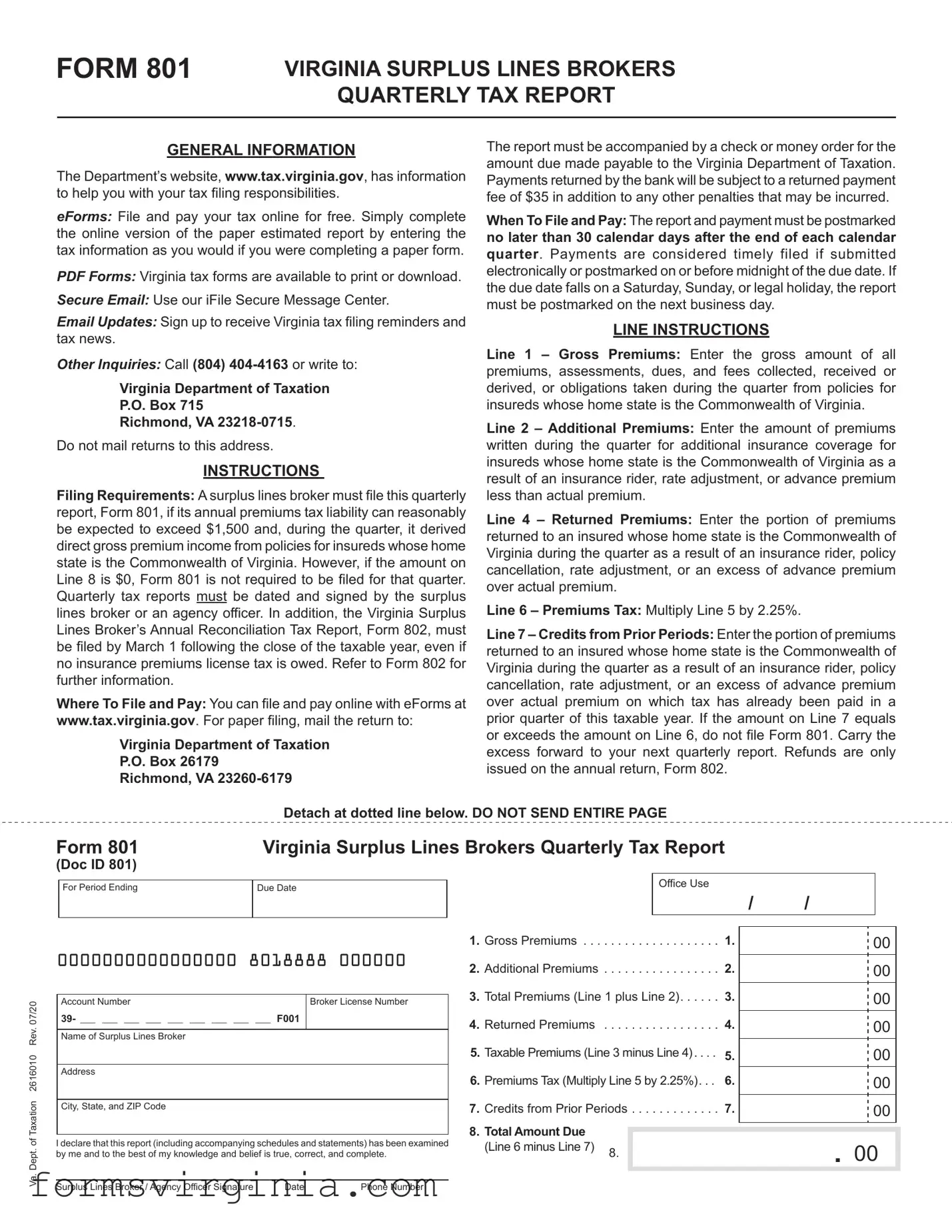 Free Virginia 801 PDF Form