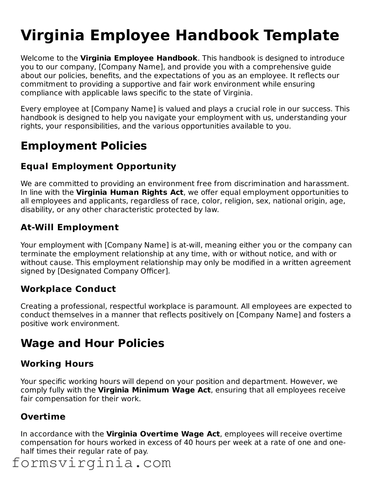 Official Virginia Employee Handbook Document