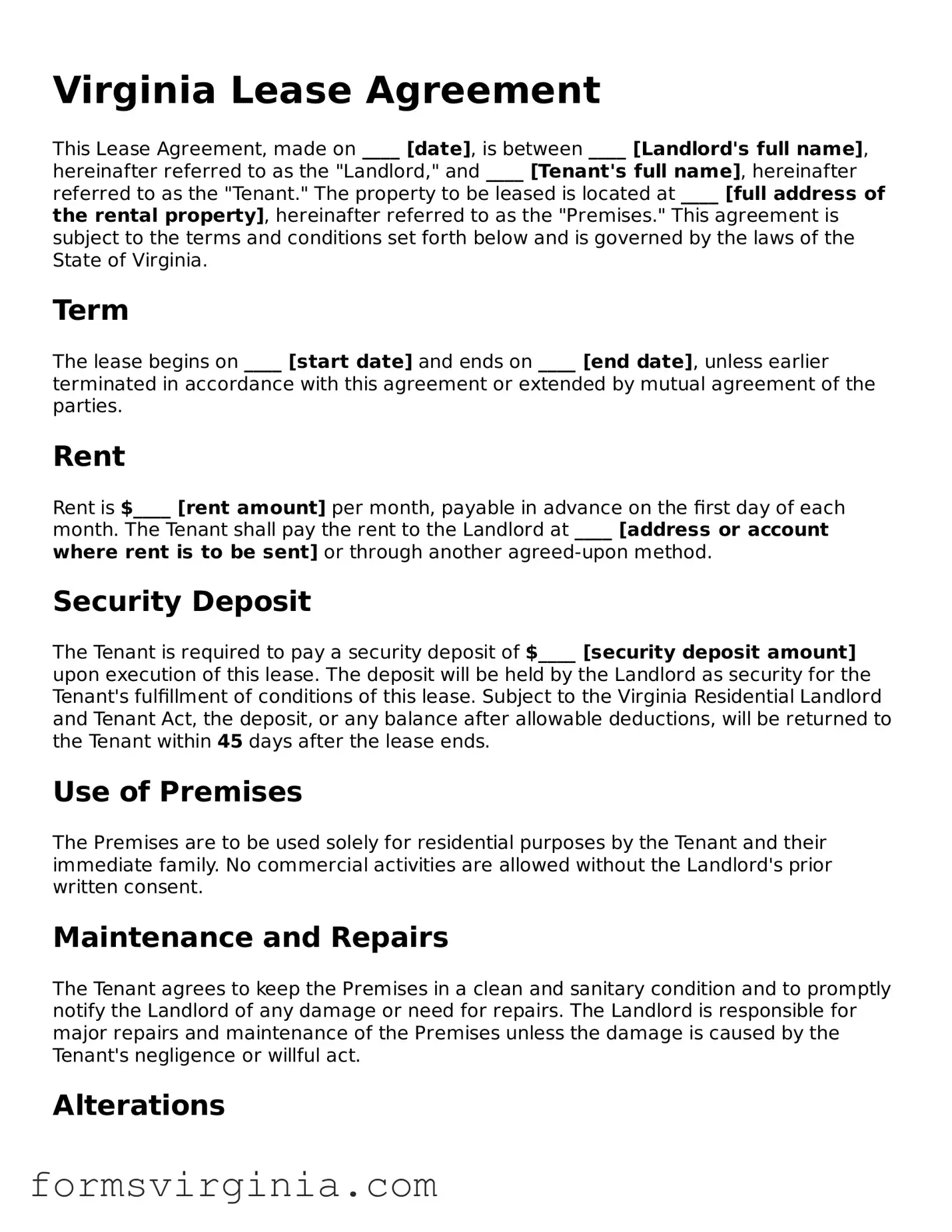 Official Virginia Lease Agreement Document