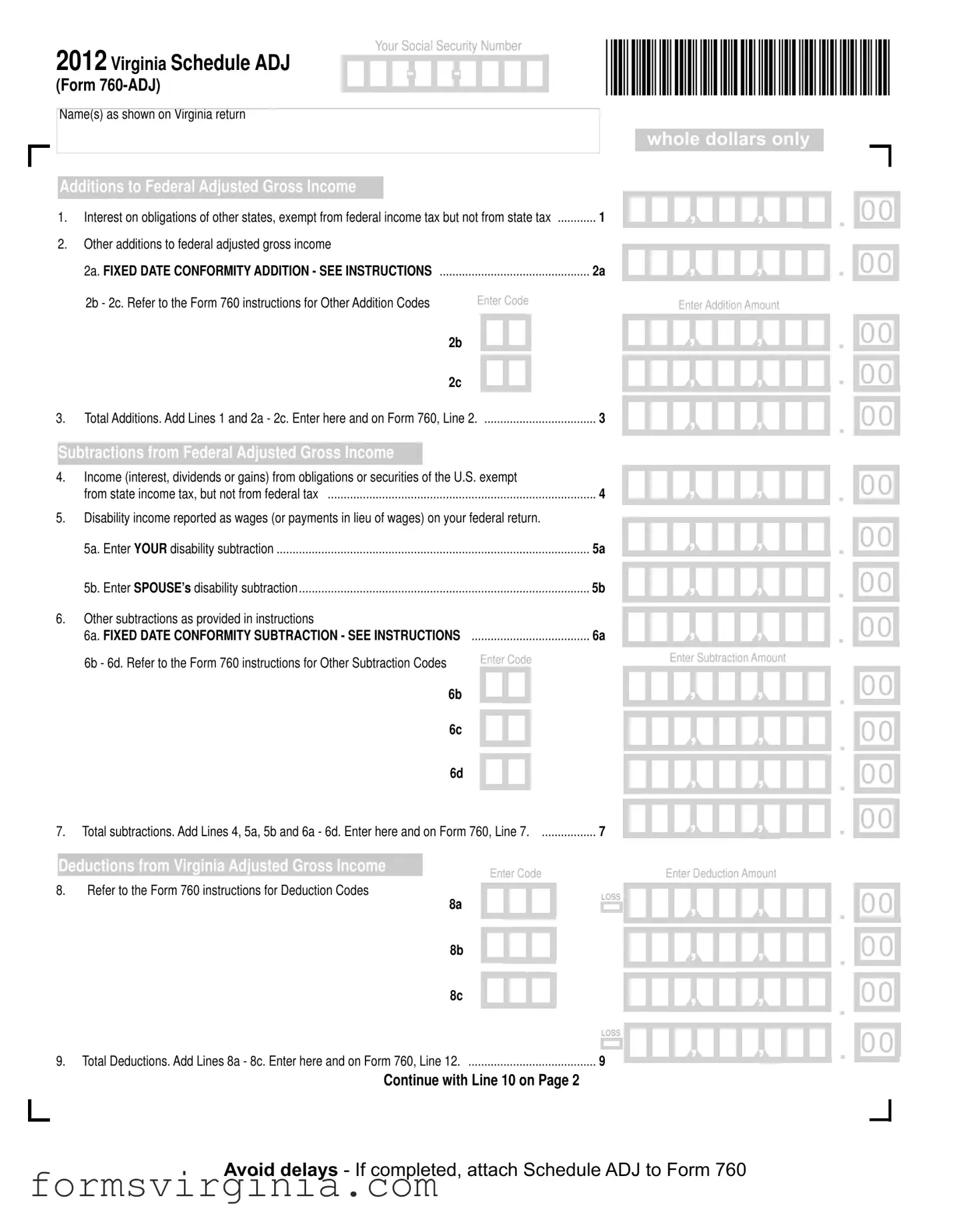 Free Virginia Schedule Adj PDF Form