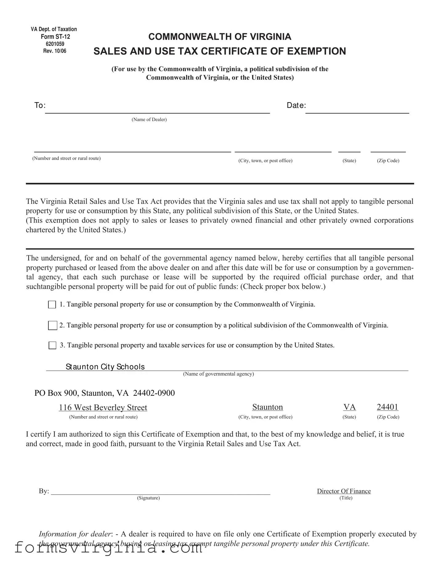 Free Virginia St 12 PDF Form