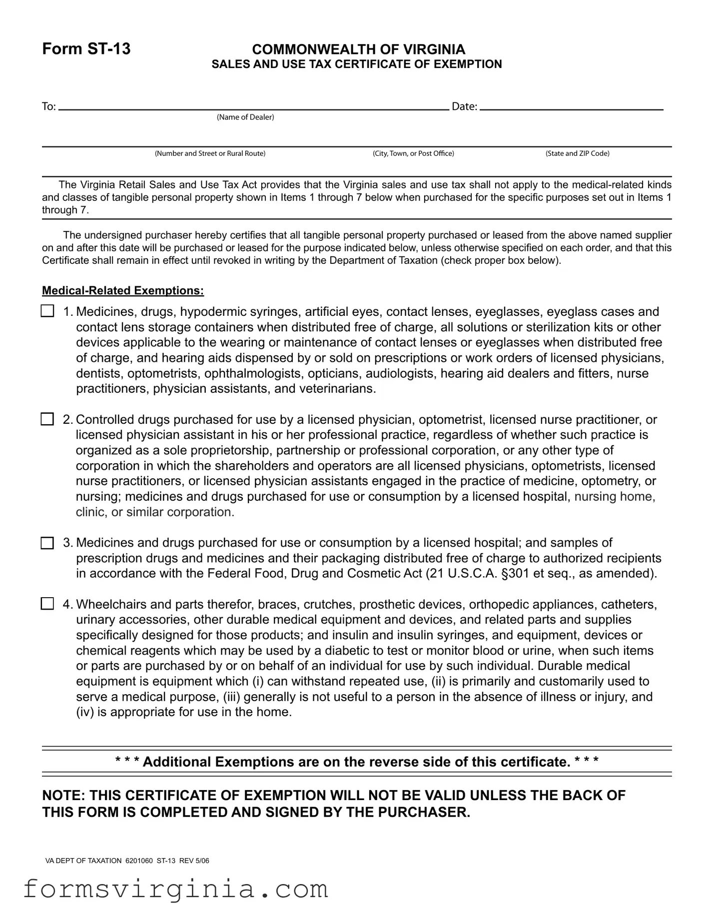 Free Virginia St 13 PDF Form