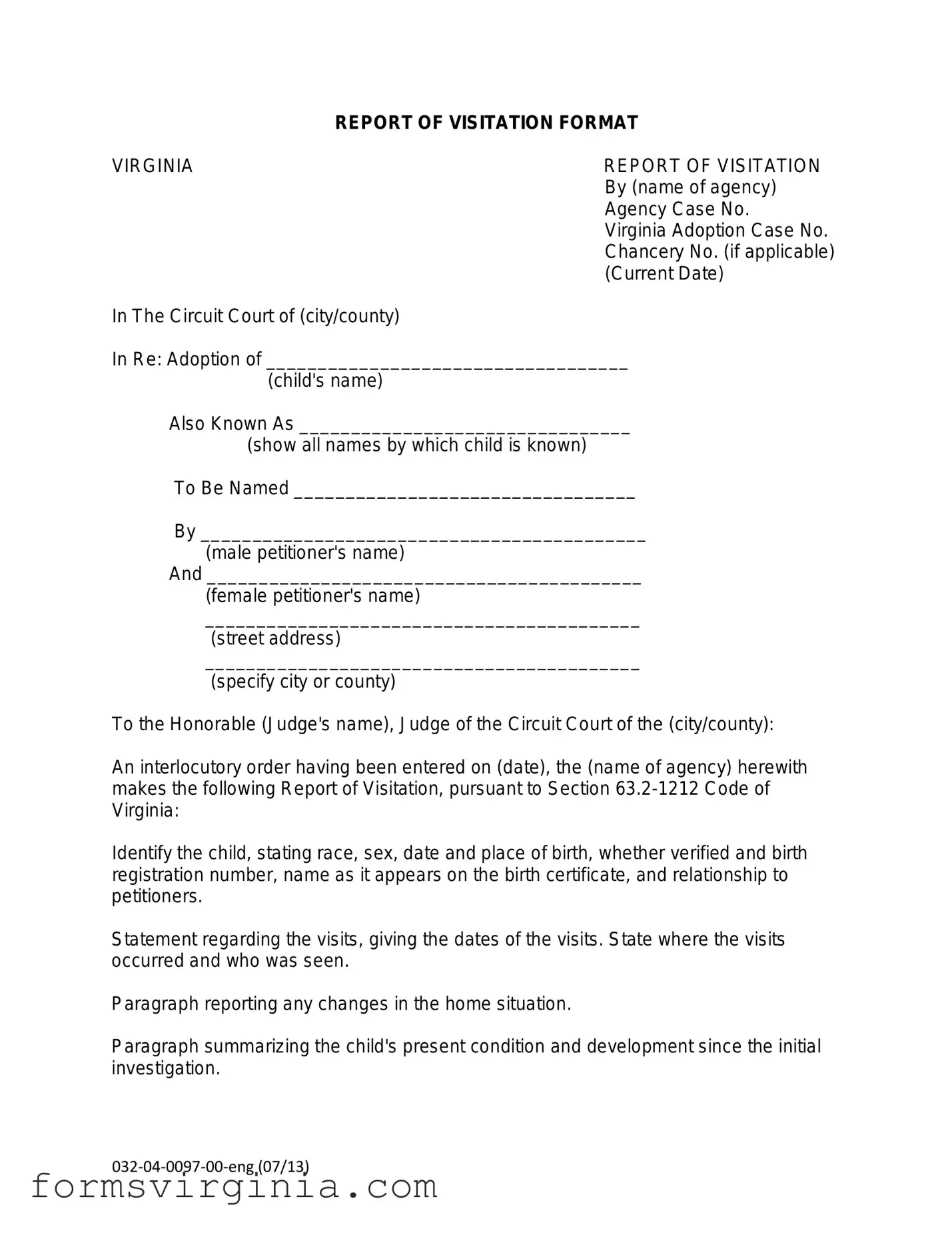 Free Visitation Status At Virginia PDF Form